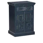 Blue Carved Cabinet with Drawers | Asia West