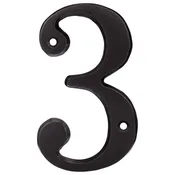 4 In. House Number 3, Solid Brass