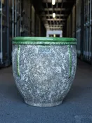 Anduze Tall Planter | Wide | Green Glaze Rim