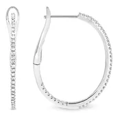 14kt White Gold Diamond Huggie Hoop Earrings