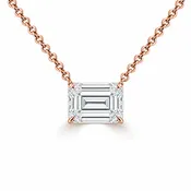 14k Rose Gold 2.00ct Lab Grown Emerald Diamond Solitaire Necklace