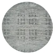 10'1"x10'1" Dark Grey Undyed Natural Wool Hand Knotted Round Oriental Rug R65640