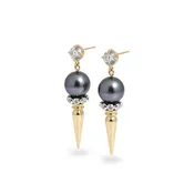 14k Bi-Color Tahitian Pearl & Diamond Earrings