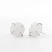 11mm White Druzy Post Earrings