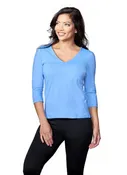 3/4 Sleeve V-Neck Top-Powder
