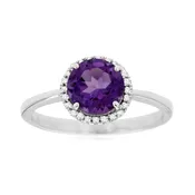Diamond and Amethyst White Gold Ring