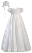 Girls White 32″ Hand Smocked Batiste Christening Baptism Gown — Lemonllamakidsboutique