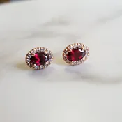 14k Rose Gold Arizona Anthill Garnet and Diamond Earrings