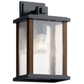 59017BK Marimount™ 12.75" 1 Light Outdoor Wall Light with Clear Ribbed Glass Black