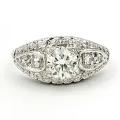 Estate Platinum Engagement Ring With 0.47 Carat Round Brilliant Cut Diamond EGL – H VS1