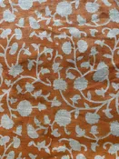10 Yards Cut Out-Orange Block Print Upholstery Linen Fabric