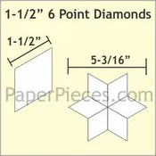 1 1/2" 6 Point Diamonds Large Pack (450 pieces) | Paper Pieces