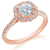 Cushion Round Vintage Halo Engagement Ring