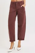 Allie High Rise Brown Barrel Pants