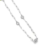 10" 14Kt White Gold Diamonds-By-The-Yard Anklet With 8 Round Natural Diamonds Totaling .32cttw (H Color - SI1 Clarity)