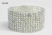 10 Line Silver AB Rhinestone Formal Stretch Bracelet ( 1057 SAB )