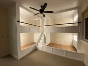 The Elegant Utah: Bespoke L-Shaped Twin XL over Queen Quad Bunk Suite - Artisan High-Capacity Bed with Canopy & Integrated Power Cubbies