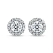 1.20 Carat Round Cut Diamond And .38 Carat Diamond Halo Stud Earrings