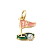 18k Gold Plated Brass Golf 18th Hole Charm