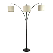 Royal 3-Arm Metal Arc Floor Lamp, Oil Rubbed Bonze with Linen Shade, 4 way Rotary Switch