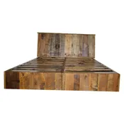 Barnwood Platform Bed And Wall Mounted Headboard