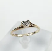 10k Multi-Tone Bonded Gold Natural Diamond Heart Love Band Ring 6.75''