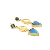 Ali Dumont 18k Gold Boulder Opal and Sapphire Earrings