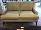 Cream Leather Loveseat