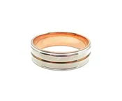 14K Two-Tone White & Rose Gold Wedding Band Ring