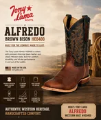 Tony Lama Men's Alfredo Brown Bison HE6400