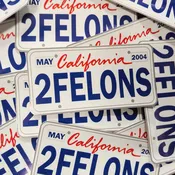 Two Felons "CA Plate White" stickers