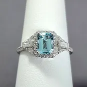 Aquamarine & Diamond Ring