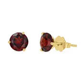 14k Gold Round Garnet Stud Earrings