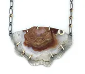 Crazy Lace Agate and Diamond Necklace