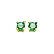 0.32 ct. Girls Natural Colombian Emerald Stud Earrings 14K Gold