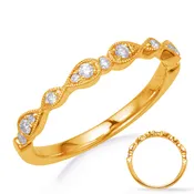 13 Stones Yellow Gold Matching Band