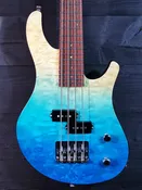 Flight / Jet Mini Bass TBL Solidbody Transparent Blue w/ Deluxe Soft Case Included