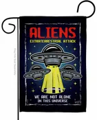 Aliens Attack Garden Flag