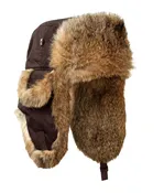 Mad Bomber Chocolate Bomber Hat with Brown Rabbit Fur