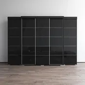 3-Piece Wardrobe Armoire Set with Glass Fronts