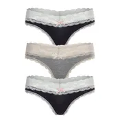 Ahna Thong 3-Pack in Black Silver/Heather Grey/Black Silver