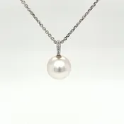 14KT White Gold Cultured Pearl Diamond Pendant — Joe Marche By the Sea