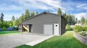 32x25x12/9 Metal Garage with 12' Lean-To - Vertical Roof - Eagle Carports