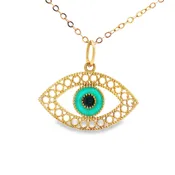 14K Enameled Evil Eye Pendant