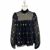 A.L.C. Top — Black with gold pattern — Size 4