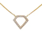 0.06ct Pavé Diamonds in 14K Gold Diamond Shape Pendant Necklace