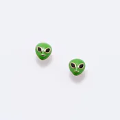 14K Gold Plated Enamel Alien Stud Earrings