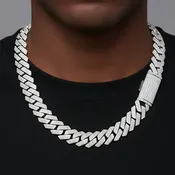 23mm Moissanite Prong Set Cuban Chain 925 Necklace