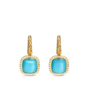 Albion® Drop Earrings in 18K Yellow Gold with Turquoise and Diamonds, 10mm