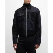 Alexander McQueen Mens Patchwork Denim Zip Up Jacket 58 Made In Italy Streetwear